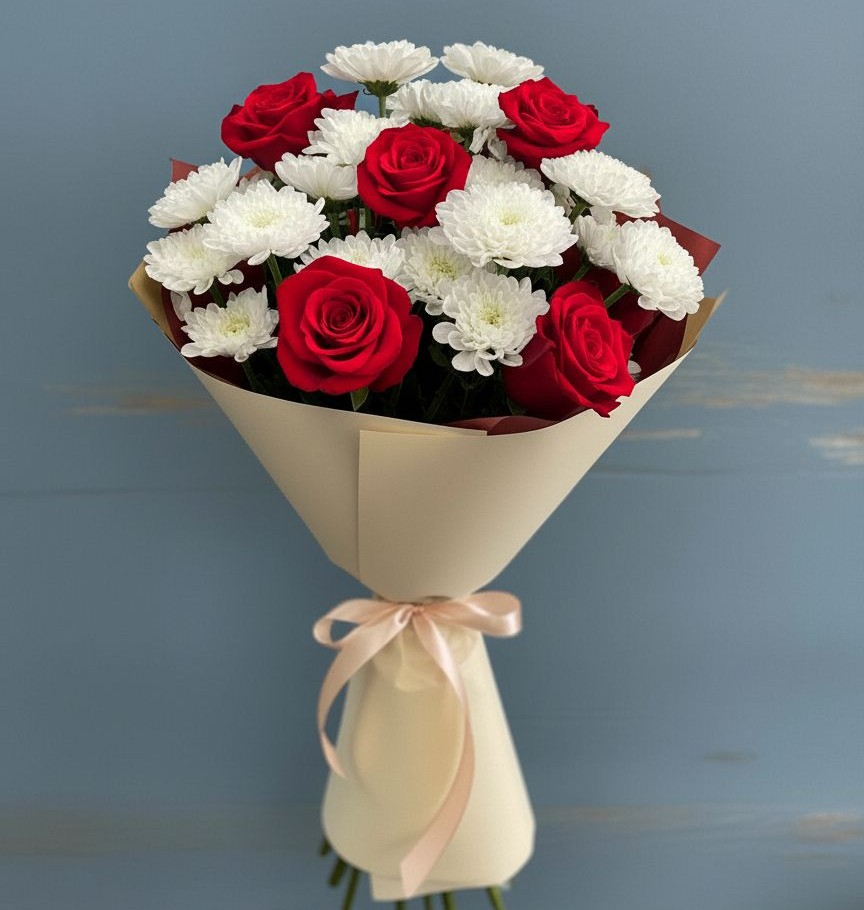 Букет цветов из: Розы и Хризантемы в Киреевске