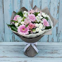 Букет цветов из:  Герберы, Альстромерии и Хризантемы #REPLACE_PRED# Киреевске