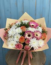 Букет цветов из:  Розы, Герберы и Хризантемы #REPLACE_PRED# Киреевске