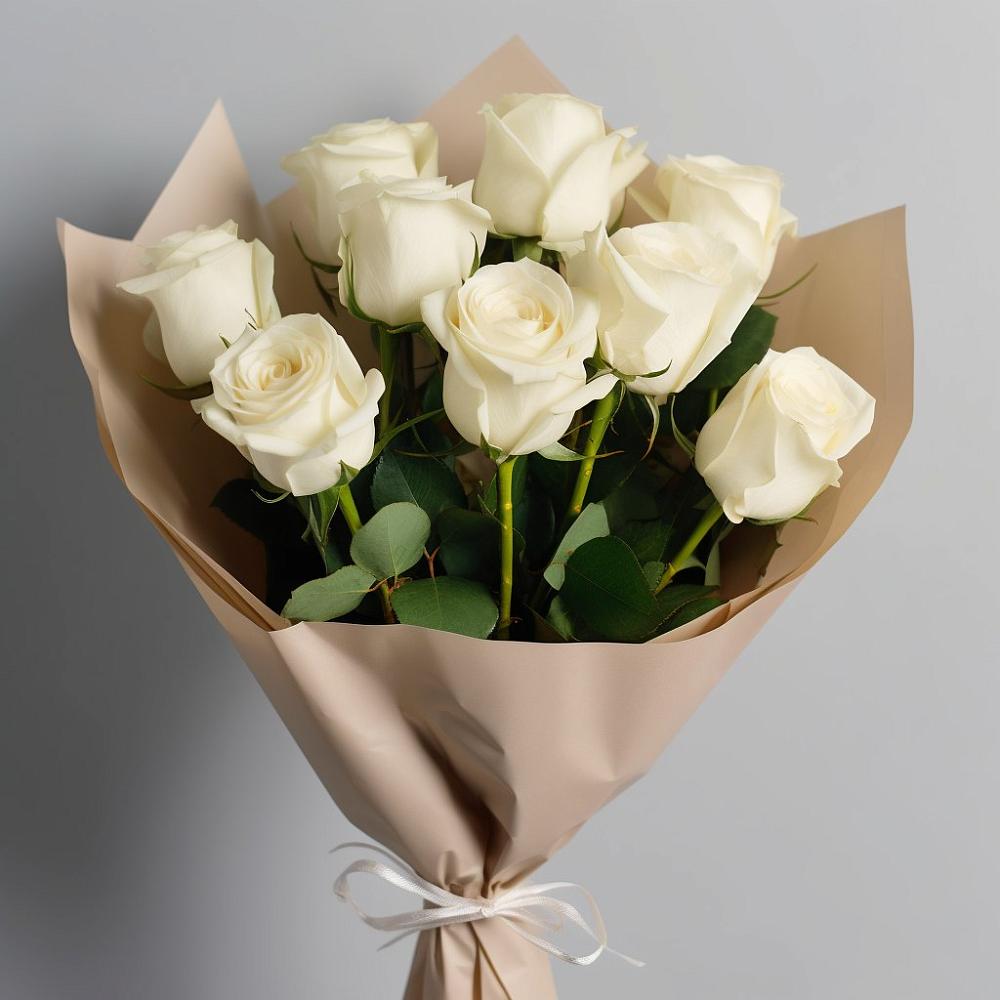 Букет 9 Белых роз Эдлесс Лав в Киреевске