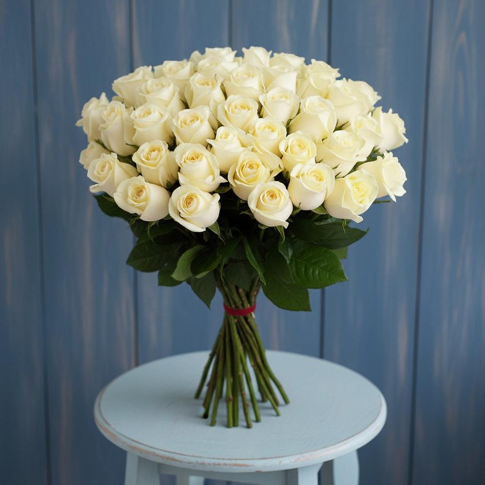 Букет 51 Белая роза Эдлесс Лав в Киреевске