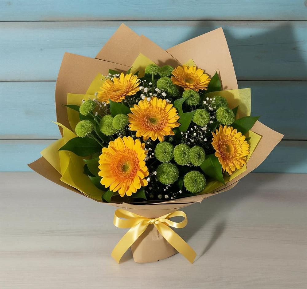 Букет цветов из: Герберы и Хризантемы в Киреевске
