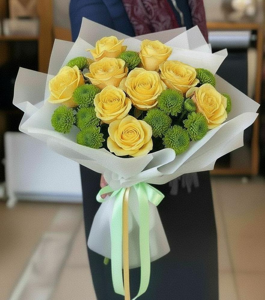 Букет цветов из: Хризантемы и Розы в Киреевске