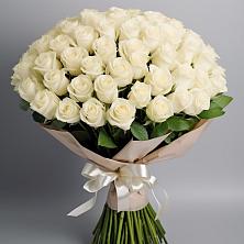 Букет 101 беля роза Белоснежка в Киреевске
