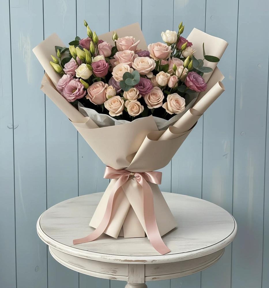 Букет цветов из: Розы и Лизиантусы в Киреевске